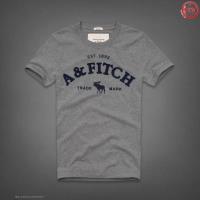 heren abercrombie fitch korte t-shirt crewneck trade mark grijs Prijs Laag i3yzi906